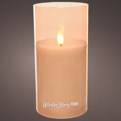 Kaemingk / LED candle in a bulb with a live flame Audrey: Amber 15 cm, battery operated, timer