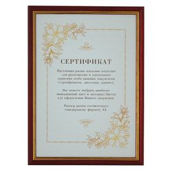 Frame business-class 21x30 cm, wood, 16 mm baguette, cherry with gilding, glass