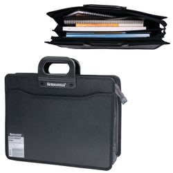 Portfolio BRAUBERG plastic A4+ (390х320х120 mm), 4 pockets, trim, texture wood, black