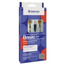 DEFENDER / Headphones Basic 604, wired, 1.2 m, in-ear, black with orange