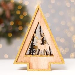 Лесная мастерская / Décor de nouvel an avec éclairage "Sapin avec un cerf"