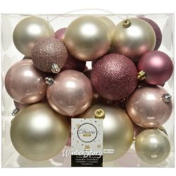 Kaemingk / Set di palline di plastica Cosmo Pink Clouds, 6-10 cm, 26 pz