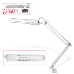 TransVit / Lámpara de mesa "Delta 1", pinza, fluorescente, 11 W, blanco, altura 70 cm, G23