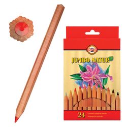 Crayons de couleur épaissis KOH-I-NOOR "Jumbo natur", 24 couleurs, 5,6 mm, corps non peint, suspension