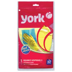 YORK / Household rubber gloves, super-dense, with cotton dusting, corrugated palm, size M (medium)