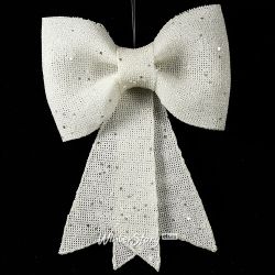Kaemingk / Nœud en plastique à paillettes 31 cm blanc