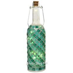 Kaemingk / Greek Turquoise Bottle Light 30 cm Battery Operated Glass