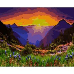 Опт-картина / Sayılara göre boyama 40x50 Dağlarda gün batımı