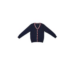 School boy's cardigan with pattern in diamond blue
