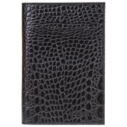 Passport cover BEFLER Cayman genuine leather, tisanerie "crocodile", black