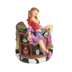 Ремеко / Soporte para botellas "Chica en el bar" L18W16H19