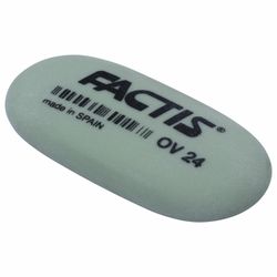 Eraser FACTIS OV 24 (Spain), 49х24х9 mm, white, oval, soft, synthetic rubber