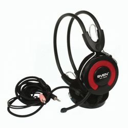 SVEN / Fones de ouvido com microfone (headset) AP-540, com fio, 2,2 m, com fita para a cabeça, preto-vermelho