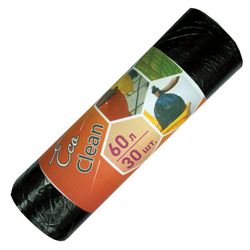 CONCEPT OF HOUSEHOLD / Garbage bags 60 l "EcoClean", black, 30 pcs per roll, HDPE, 6 microns, 58x64 cm, economy