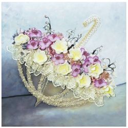 A set of creative mosaic of sequins on canvas "Romance in the rain" 30x30 cm