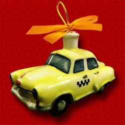 Лефортовский фарфор / Lefortovo porcelain / Christmas tree toy "Taxi"