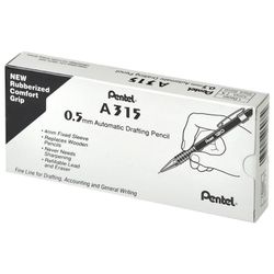 Pencil mechanical PENTEL (Japan) 120 A3 case, black, rubber grip, eraser, 0.5 mm