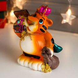 Сималенд / Piggy bank "Tiger-emperor with a chest and a bag of money"