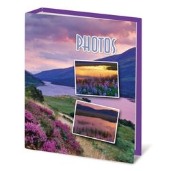BRAUBERG photo album for 100 photos 10x15 cm, hard cover, "Mountain view", lilac