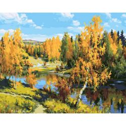 Опт-картина / Pittura con numeri 40x50 Foresta d'autunno