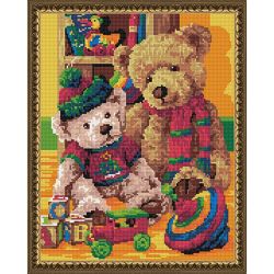Опт-картина / Diamond mosaic 40x50, round rhinestones Teddy bears