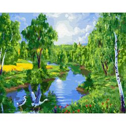 ВанГогВоМне / VanGogVoMne / Paint by number "Cranes in the forest" 40x50 cm