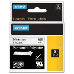 DYMO Rhino Label Printer Cartridge, 24mm x 5.5m, Polyester Ribbon, Extreme Temperature, Black, White