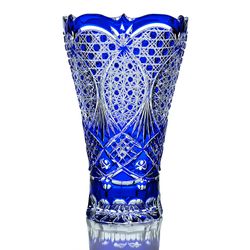 Гусевской Хрустальный завод / Crystal decorative vase "Czech" blue