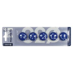 Set d'aimants "Smileys" 30 mm 5 pièces bleu