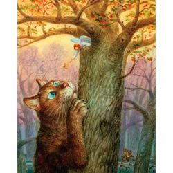 Опт-картина / Pintura por números 40x50 Gato e Fada
