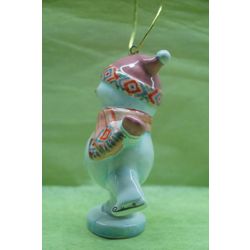 Ярославская майолика / Christmas tree toy "Snowman-skater"