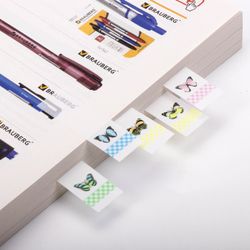 Bookmark adhesive BRAUBERG WITH a PICTURE of a "BUTTERFLY" plastic, 48х15 mm, 5 colors x 20 sheets in plastic book