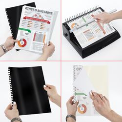 Capas de papelão para encadernação, A4, SET 100 unid., Brilhante, 250 g / m2, preto, BRAUBERG