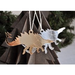 Ленивые Бобры / Lazy Beavers / Mirror Christmas tree toy "Stegosaurus"