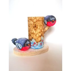 Тверские сувениры / Pencil holder "Bullfinches"