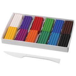 Plastilina classica PIFAGOR SCHOOL 12 colori 180 g con pila