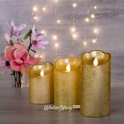 Kaemingk / LED candle Living Flame 15 cm gold wax battery operated, timer