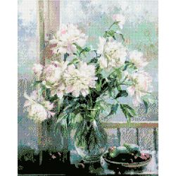 Опт-картина / Diamond mosaic, 40x50, square rhinestones Bouquet of peonies