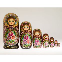 Лаврово / Matryoshka 7 seats Floral with acrylic-Souvenir