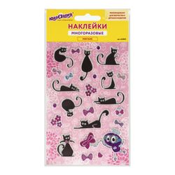 Sticker marshmallow Cats, reusable, glitter, 10x15 cm, INLANDIA
