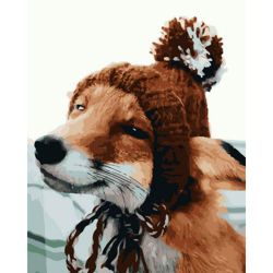 Опт-картина / Painting by numbers 40x50 Fox in a hat