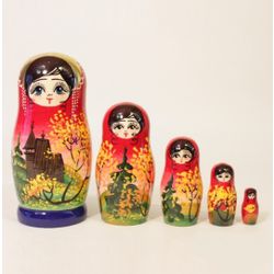 Хохлома Оптом / Matryoshka "the Temple" 5 dolls