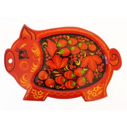 Хохлома Оптом / Sugar bowl "Pig"