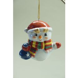 Ярославская майолика / Juguete navideño "Muñeco de nieve con bolsa"