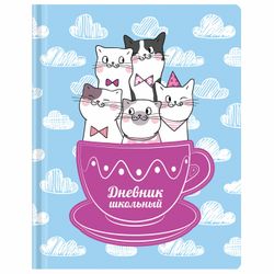 ЮНЛАНДИЯ / Diary 1-4 grade 48 y., Leatherette cover (hard), print, applique, "CATS" / 10 pcs.
