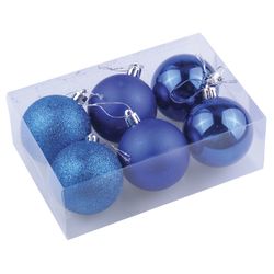 ЗОЛОТАЯ СКАЗКА / Set di palline di Natale 6 pezzi, plastica, 8 cm, BLU (lucido, opaco, glitterato)
