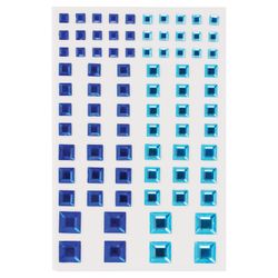 Strass autocollants "Carré", 6-15 mm, 80 pcs., Bleu / bleu clair, soutenu, ÎLE AU TRÉSOR