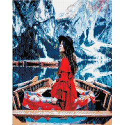 Опт-картина / Mosaico diamante, 40x50, strass quadrati Passeggiata su un lago di montagna