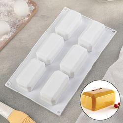 Доляна / Doliana / Form for mousse desserts and baking "Ingot of gold", 29.5 × 17 cm, 6 holes (4 × 7.5 cm), white