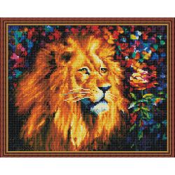 Опт-картина / Mosaico de diamantes 40x50, strass redondos Leão de fogo